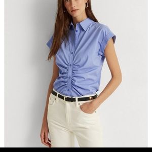 Ralph Lauren Shirred Stretch Cotton Shirt